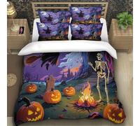 TZOVPCDFA Biancheria Da Letto Halloween Set Di Biancheria Da Letto in Microfibra Witch Stampa3D in Con Cuscino Con Cerniera Nascosta Per Gli Adulti Super King(260x220cm)
