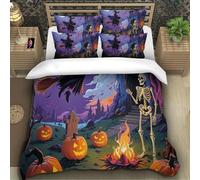TZOVPCDFA Biancheria Da Letto Halloween Set Di Biancheria Da Letto in Microfibra Witch Stampa3D in Con Cuscino Con Cerniera Nascosta Per Adolescenti Super King(260x220cm)