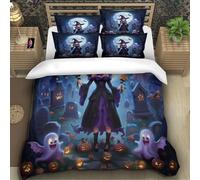 TZOVPCDFA Biancheria Da Letto Halloween Set Di Biancheria Da Letto Morbida Microfibra Witch Stampa3D in Con Cuscino Con Cerniera Per Adolescenti Super King(260x220cm)