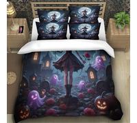 TZOVPCDFA Biancheria Da Letto Halloween Set Di Biancheria Da Letto Morbida Microfibra Witch Stampa3D in Con Cuscino Con Cerniera Nascosta Per Gli Adulti Super King(260x220cm)
