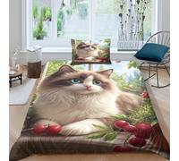 TZOVPCDFA Biancheria Da Letto Ragdoll Cat Set Di Biancheria Da Letto in Microfibra Cute Pets Stampa3D in Con Cuscino Con Cerniera Per Gli Adulti Single（135x200cm）