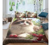 TZOVPCDFA Biancheria Da Letto Ragdoll Cat Set Di Biancheria Da Letto in Microfibra Cute Pets Stampa3D in Con Cuscino Con Cerniera Nascosta Per Gli Adulti Double（200x200cm）