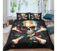TZOVPCDFA Biancheria Da Letto Skull Set Di Biancheria Da Letto Morbida Microfibra Danger Zone Stampa3D in Con Cuscino Con Cerniera Nascosta 3 Pezzi Double(200x200cm)
