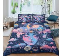 TZOVPCDFA Biancheria Da Letto Sun And Moon Set Di Biancheria Da Letto in Microfibra The Painted Girls Stampa3D in Con Cuscino Con Cerniera Per Bambini King（220x240cm）