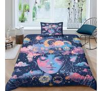 TZOVPCDFA Biancheria Da Letto Sun And Moon Set Di Biancheria Da Letto Morbida Microfibra The Painted Girls Stampa3D in Con Cuscino Con Cerniera Per Adolescenti Single（135x200cm）