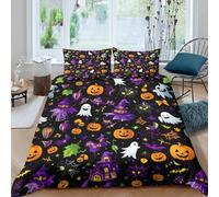 TZOVPCDFA Biancheria Da Letto WITCH HAT Set Di Biancheria Da Letto Morbida Microfibra Halloween Stampa3D in Con Cuscino Con Cerniera Nascosta Per Bambini King(220x240cm)