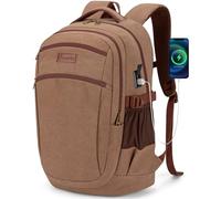 Tzowla Laoptop - Zaino vintage in tela per computer portatile da 15,6 pollici, per uomini e donne, università, viaggi e lavoro, Marrone, 15.6inch