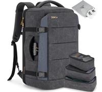 Tzowla Zaino da viaggio Cabina Aereo per uomo e donna 40 litri,Zaino per portatile impermeabile antifurto con porta di ricarica USB,Borsa da trasporto casual per 17,3 pollici, nero e blu navy, 40