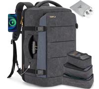 Tzowla Zaino da viaggio Cabina Aereo per uomo e donna 40 litri,Zaino per portatile impermeabile antifurto con porta di ricarica USB,Borsa da trasporto casual per 17,3 pollici, nero e blu navy, 40