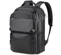 Tzowla Zaino pieno fiore in vera pelle per computer portatile da uomo e da lavoro, da viaggio, adatto per computer portatile da 15,6 pollici, nero