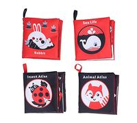 TZOXTLH 4 Pezzi Libro di Stoffa per Bambini Cognizione del Colore Libro di Stoffa per Bambini di Cartone Animato Giocattoli Educativi Precoci per Neonati