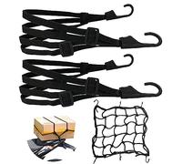 TZQFROCE 1 Pezzi Rete Ragno Elastica Moto 2 Pezzi Corda Elastici Moto con Gancio Moto Accessori Portapacchi per Fissare i Bagagli Casco 40×40cm Nero