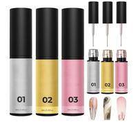 TZQFROCE 3 pezzi Gel Liner Nail Art Painting Gel per nail art Painting Gel Painted Drawing Lines Patterns DIY Nail Art Design - Oro Argento Rosa