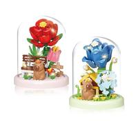 TZQFROCE Capybara, set di 2 mattoncini da costruzione, set di giocattoli fai da te, bouquet, set di mattoncini da costruzione, regalo per bambini e adulti