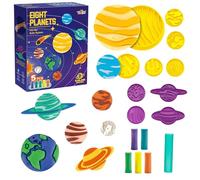TZQFROCE Set di 14 attrezzi per impastare il sistema solare, per bambini a partire dai 3 4 5 anni, spazio per impastare fai da te con 5 pasta colorata, regalo per bambini, ragazzi e ragazze