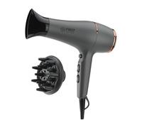 TZS First Austria asciugacapelli 2200W, ioni, styling delicato, calore uniforme, 3 livelli calore, 2 velocità, funzione colpo freddo, diffusore, grigio