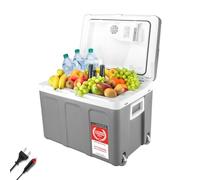 TZS First Austria - Frigorifero portatile 45L elettrico 12V 230V presa per auto e standard - Frigo termoelettrico raffredda e riscalda - Coolbox con ruote - Per campeggio, festival, viaggi - Grigio