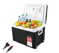 TZS First Austria - Frigorifero portatile 45L elettrico 12V 230V presa per auto e standard - Frigo termoelettrico raffredda e riscalda - Coolbox con ruote - Per campeggio, festival, viaggi - Nero