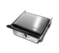 TZS First Austria griglia da tavolo elettrica, per carne e verdure, apertura 180°, griglia antiaderente, nero/acciaio inox, 900W