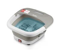 TZS First Austria pediluvio con funzione massaggio, richiudibile con serratura e set pedicure 3 pezzi, funzione riscaldamento, massaggio a bolle, rulli massaggianti - grigio