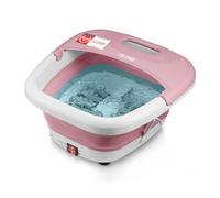 TZS First Austria - Idromassaggio Plantare 500W - Massaggiatore piedi con 3 accessori & 8 rulli - Massaggio a vibrazione & bolle d'aria, infrarossi & riscaldamento - Pieghevole fino al 47 - Rosa