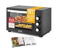 TZS First Austria - Mini Forno 35L 1600W - Fornetto per pizza con regolazione temperatura fino a 230°C e rivestimento antiaderente - Con timer di 60 min, 3 altezze di inserimento, teglia e griglia