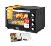 TZS First Austria - Mini Forno 45L 2000W - Fornetto per pizza con temperatura fino a 230°C e rivestimento antiaderente - Con timer di 60 min, 4 altezze di inserimento, teglia, griglia e spiedo rotante