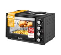 TZS First Austria - Mini Forno con fornelli 30L 3200 W - Fornetto per pizza con piastre fino a 230°C e 6 modalità di riscaldamento - Multiforno con 4 altezze di inserimento e accessori di alta qualità