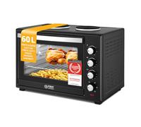 TZS First Austria - Mini Forno con fornelli 60L 3200 W - Fornetto per pizza con piastre fino a 230°C e 6 modalità di riscaldamento - Multiforno con 4 altezze di inserimento e accessori di alta qualità
