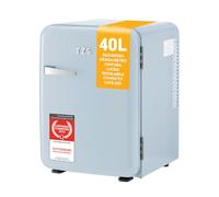 TZS First Austria Mini Frigo 40L | completamente silenzioso | design retrò | controllo della temperatura | illuminazione a LED | 2 scomparti sulla porta + 6 ripiani flessibili - blu