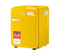 TZS First Austria - Mini Frigo Retro 40L - Silenzioso 22dB - Senza Compressore per Camera e Ufficio - Giallo - Frigorifero per Bevande - Design Vintage