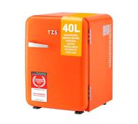 TZS First Austria - Mini Frigorifero Retrò 40L silenzioso - Piccolo Minifrigo design vintage con luce interna e 2 scomparti porta - Minibar per campeggio, ufficio, camera da letto e hotel - aranc