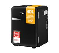 TZS First Austria - Mini Frigorífico Retro 40L silencioso - Pequeño Minifrigo diseño vintage con luz interior y 2 compartimentos de puerta - Minibar para camping, oficina, dormitorio y hotel - nero