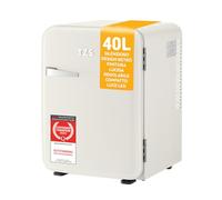 TZS First Austria - Mini Frigorífico Retro 40L silencioso - Pequeño Minifrigo diseño vintage con luz interior y 2 compartimentos de puerta - Minibar para camping, oficina, dormitorio y hotel - Crema