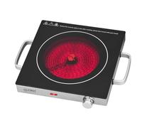 TZS First Austria Piano cottura a infrarossi singolo elettrico in vetroceramica con calore a infrarossi 2000 W controllo continuo della temperatura piano cottura mobile 17,5 cm argento/nero