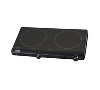 TZS First Austria Piastra di cottura a infrarossi doppia, elettrica, piano cottura in vetroceramica con calore a infrarossi, 2500 W, regolazione continua della temperatura, mobile, nero