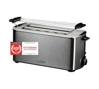 TZS First Austria Tostapane a fessura lunga, acciaio inox, 4 fette, 1400 W, con scalda panini rimovibile, vassoio raccogli briciole, centratura del toast, rivestimento anti-impronta.