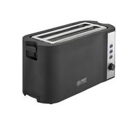 TZS First Austria - Tostapane in acciaio inox a fessura lunga 4 fette - con accessorio panini e vassoio raccogli-briciole - 6 livelli di doratura, funzione scongelamento, 1500W, nero opaco