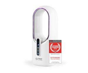 TZS First Austria - Ventilatore da Tavolo a Batteria - 5W - 3 Velocità & Timer - Ventilatore senza Pale Silenzioso con Luce Notturna 7 Colori & USB-C - Touch - Bianco