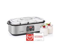 TZS First Austria Yogurt Maker elettrico da 30 W, 8 bicchieri da 190 ml, display LCD, regolazione della temperatura, funzione timer e spegnimento automatico, bianco/grigio