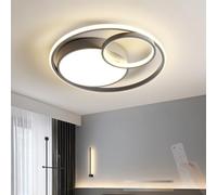 TZSMUM Interni Moderno LED Plafoniera Minimalista Circolare Design Plafoniere con Telecomando Ferro Acrilico Lampada da Soffitto 2700K-6500K Dimmerabile per Camera da Letto (Grigio,50cm)
