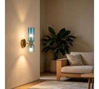 TZSMUM LED Interni Luce da Parete Creativo Vetro Paralume Applique da Parete Retro Industriale Comodino Decorativo Lampada da Parete Ferro Minimalista per Soggiorno Camera da Letto (Blu,Luce Calda)