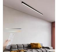 TZSMUM LED Lunga Plafoniera con Telecomando Plafoniere 2700K-6500K Dimmerabile Lampade da Soffitto Alluminio Lineare Tricolore Temperatura Dimmerabile Moderna Soffitto Soggiorno (Nero,100cm)