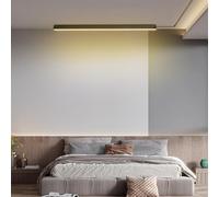 TZSMUM LED Lungo Lampada da Soffitto Moderno Minimalismo Lineare Plafoniera Ferro Alluminio Interno Decorazione Plafoniere Rettangolo Design per Camere da Letto Soggiorno (Nero Luce Calda,120cm)