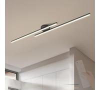TZSMUM LED Lungo Lineare Plafoniere con Telecomando Lampada da Soffitto 2700K-6500K Dimmerabile Plafoniera Moderno Interni Ferro Alluminio Acrilico per Soggiorno Balcone (Nero,120cm)