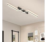 TZSMUM LED Moderni Lampada da Soffitto 2700K-6500K Dimmerabile Plafoniere con Telecomando Plafoniera Interni Lunghi Lineari Ferro Silicone Balcone Decorativi per Soggiorno (Nero,120cm)