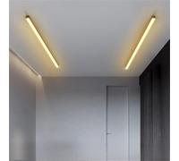 TZSMUM LED Rettangolo Lungo Plafoniera Alluminio Acrilico Moderno Interni Lampada da Soffitto Creatività Decorazione Plafoniere Lineare Design per Soggiorno Corridoio Balcone (Nero Luce Calda,100cm)