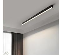 TZSMUM LED Rettangolo Lungo Plafoniera Alluminio Acrilico Moderno Interni Lampada da Soffitto Creatività Decorazione Plafoniere Lineare Design per Soggiorno Corridoio Balcone (Nero Luce Neutra,100cm)