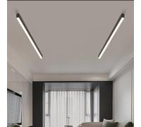 TZSMUM LED Rettangolo Lungo Plafoniera Alluminio Acrilico Moderno Interni Lampada da Soffitto Creatività Decorazione Plafoniere Lineare Design per Soggiorno Corridoio Balcone (Nero Luce Bianca,100cm)