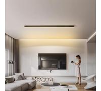 TZSMUM Lineare LED Moderna Lampada da Soffitto Alluminio Minimalista Plafoniera Temperatura Tre Colori Plafoniere 3000K/4000K/6000K Nero Soggiorno Corridoio Camera da Letto (Luce Calda,120cm)